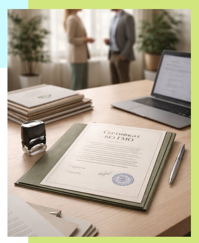 Сертификат без ГМО в Набережных Челнах от 7619 р. оформить срочно Алешин-Нбр